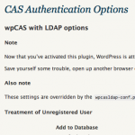 wpCAS-w-LDAP: Administration Screen wpCAS-w-LDAP: Administration Screen