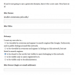Site Creation Wizard: Creation Form Site Creation Wizard: Creation Form