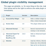 Plugin Visibility Manager: Visibility management screen Plugin Visibility Manager: Visibility management screen