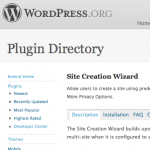 Site Creation Wizard: Wordpress Plugin Repository